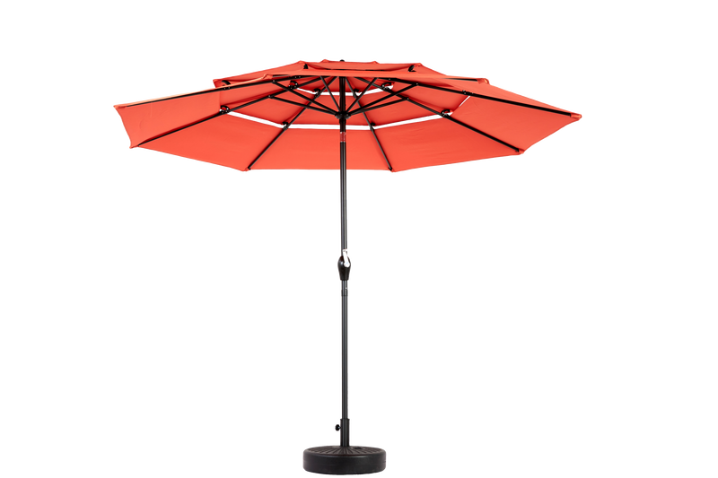 Aluminium 10ft 3-Tier Auto-Tilt Outdoor Patio Umbrella - Orange (No Base) by HouseOfZazla
