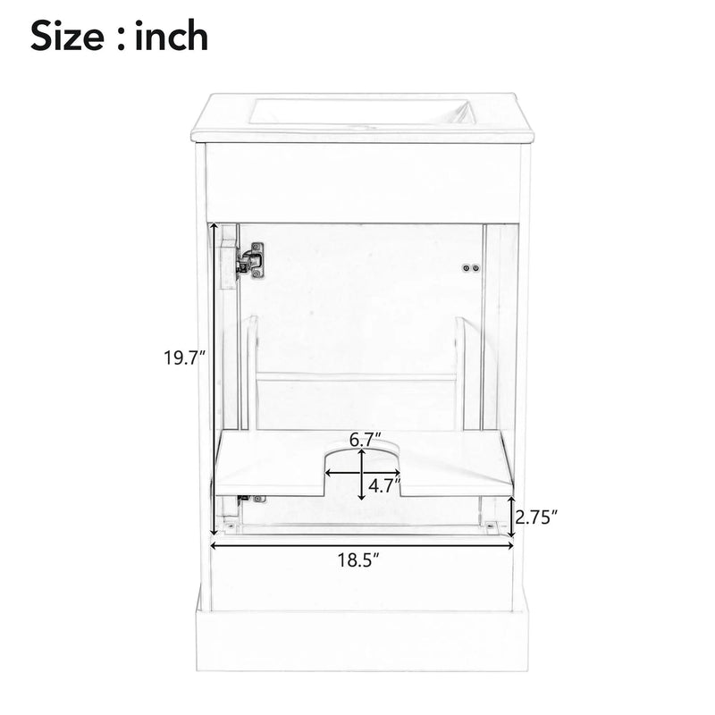 Elegant Bathroom Vanity With Ceramic Sink, Soft Close Door, Adjustable Shelf by HouseOfZazla