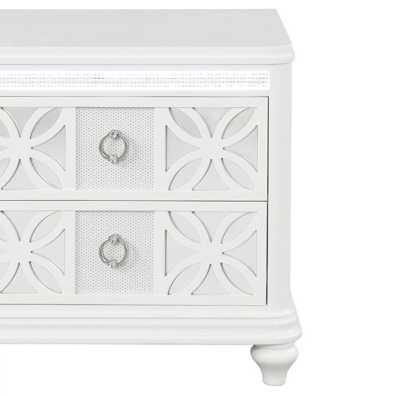 Abigale - 2 Drawer Nightstand With LED - White by HouseOfZazla