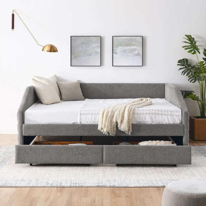 Elegant Daybed With Trundle Upholstered Tufted Sofa Bed by HouseOfZazla