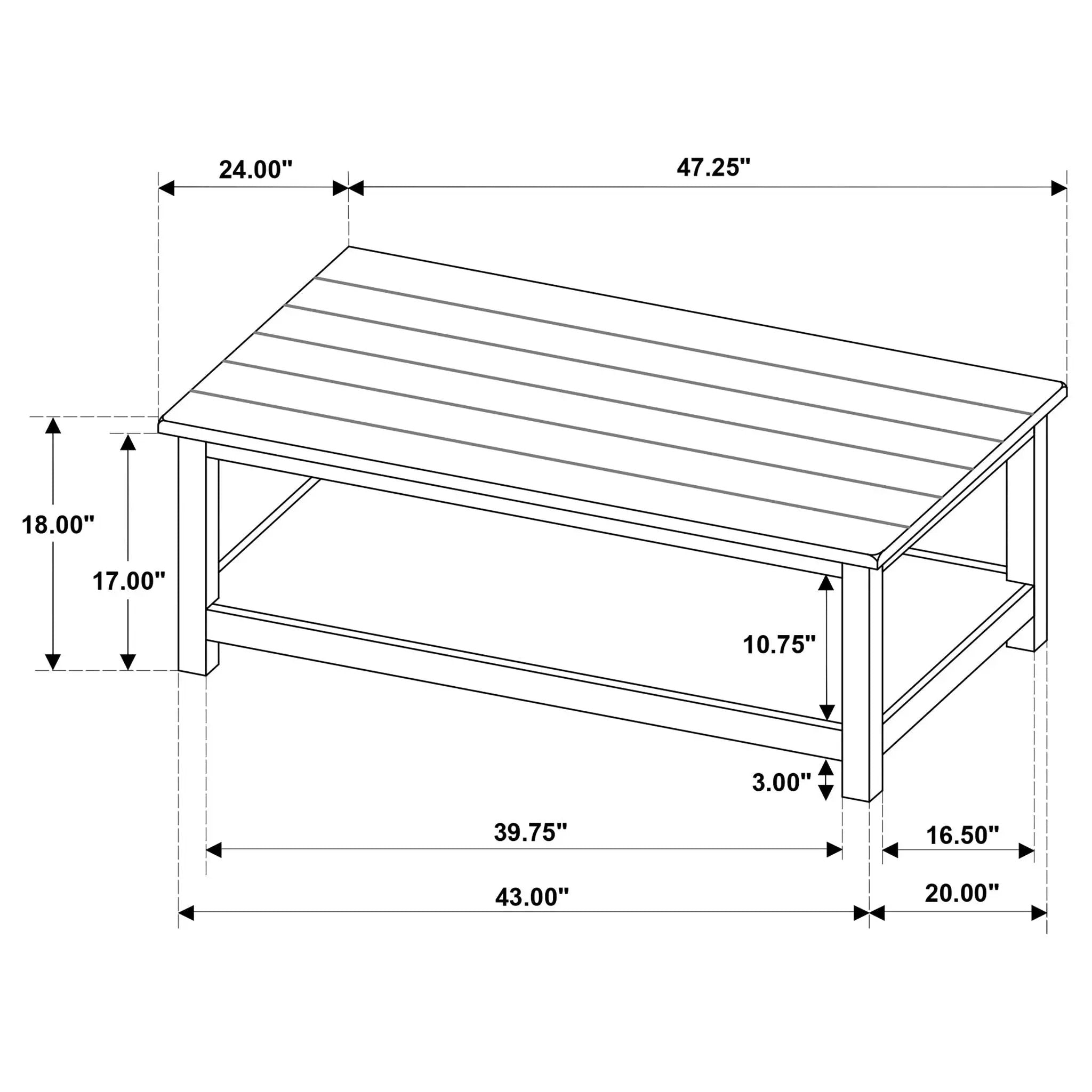 Payne Wood Coffee Table with Shelf Distressed White by Unique Piece Furniture