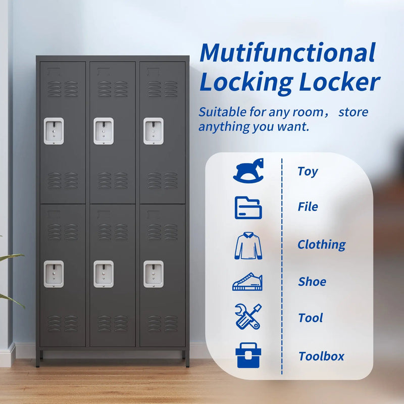 6 Door 72"H Metal Lockers with Lock by HouseOfZazla