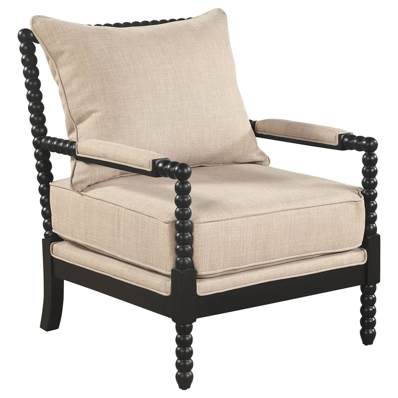 Blanchett Upholstered Bobbin Accent Chair Beige and Black by Unique Piece Furniture