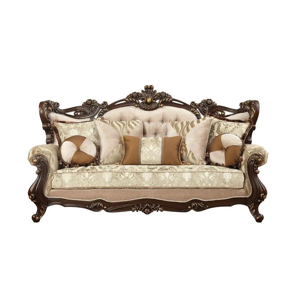 Shalisa - Sofa With 7 Pillows (Same Lv01585) - Fabric & Walnut by Unique Piece Furniture
