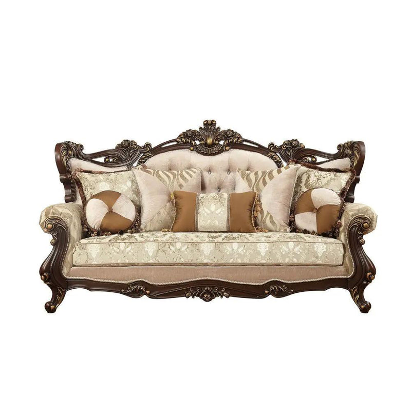 Shalisa - Sofa With 7 Pillows (Same Lv01585) - Fabric & Walnut by Unique Piece Furniture