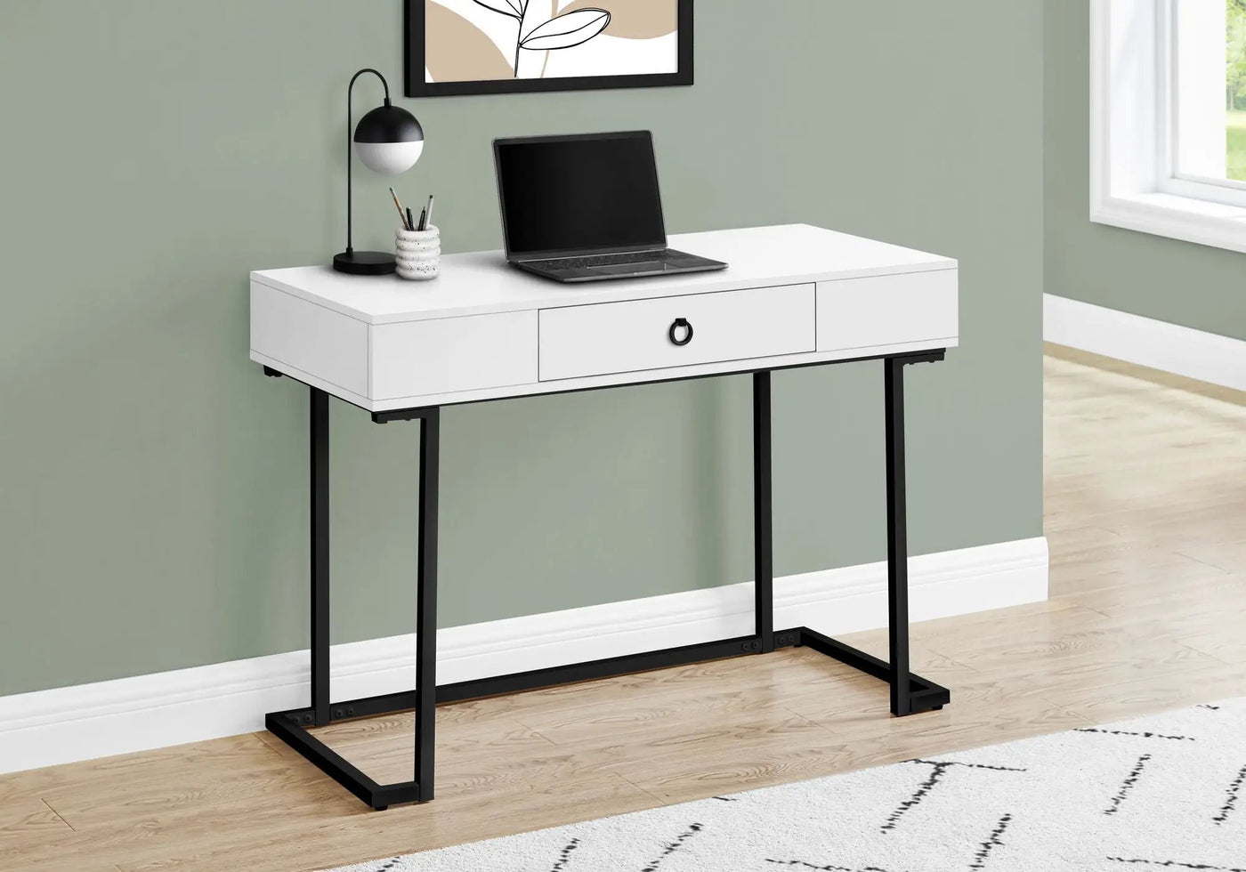 Computer Desk For Home Office, Glossy, Storage Drawer by Unique Piece Furniture