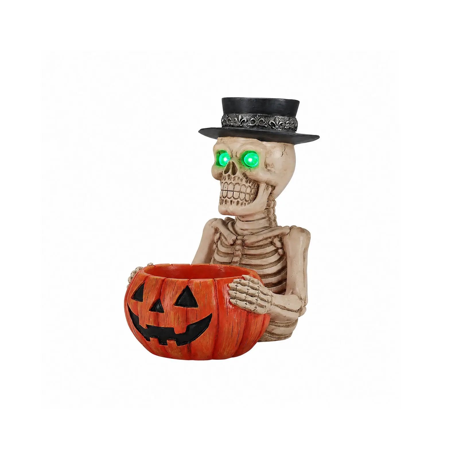 Halloween Skeleton Figurine with Pumpkin Candy Bowl & Candle Holder by HouseOfZazla