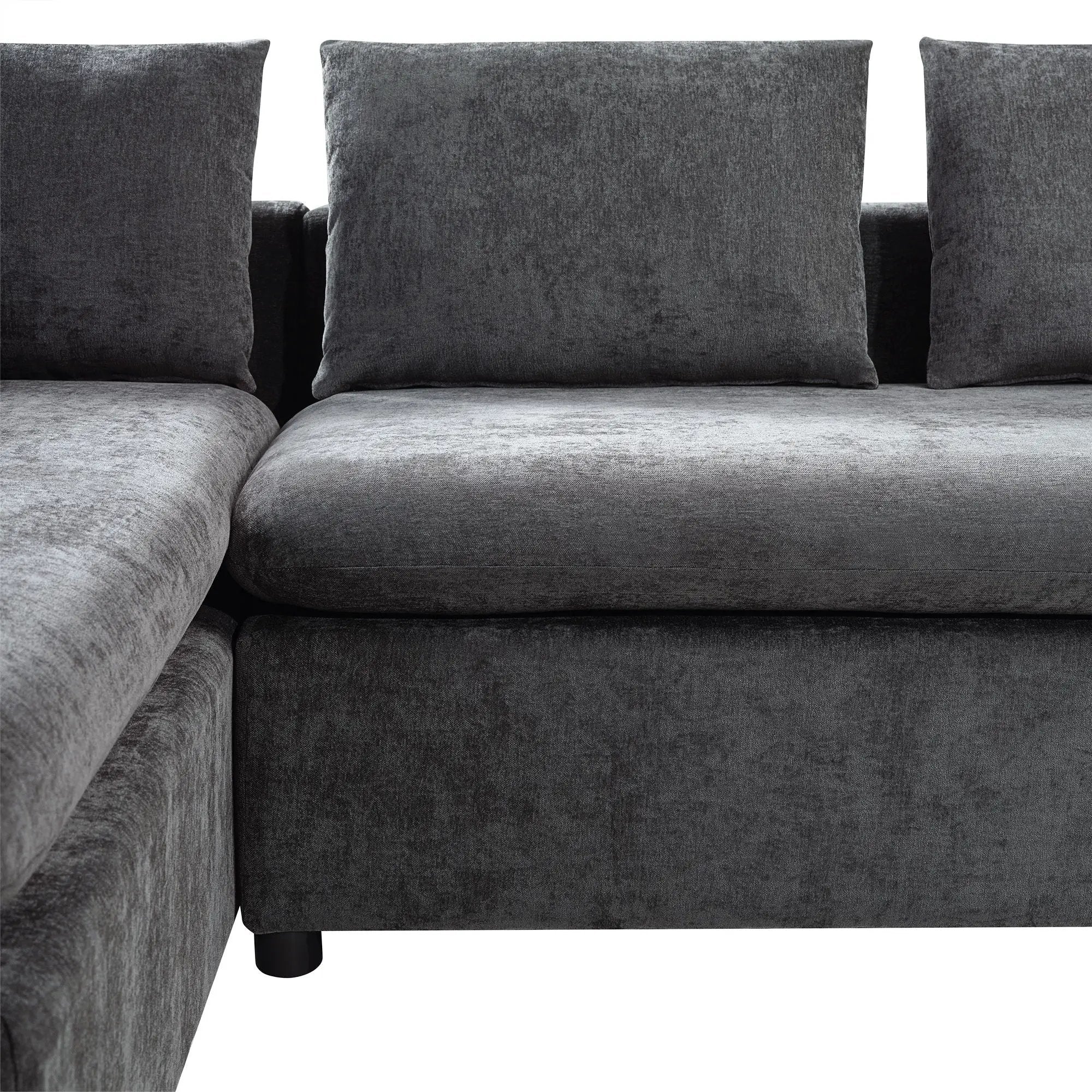 Modern L Shaped Sectional Sofa With Upholstery And Wooden Storage