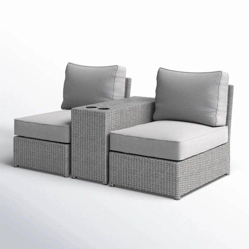 2 Person Wicker Conversation Set With Cushions, Weather Resistant by Unique Piece Furniture