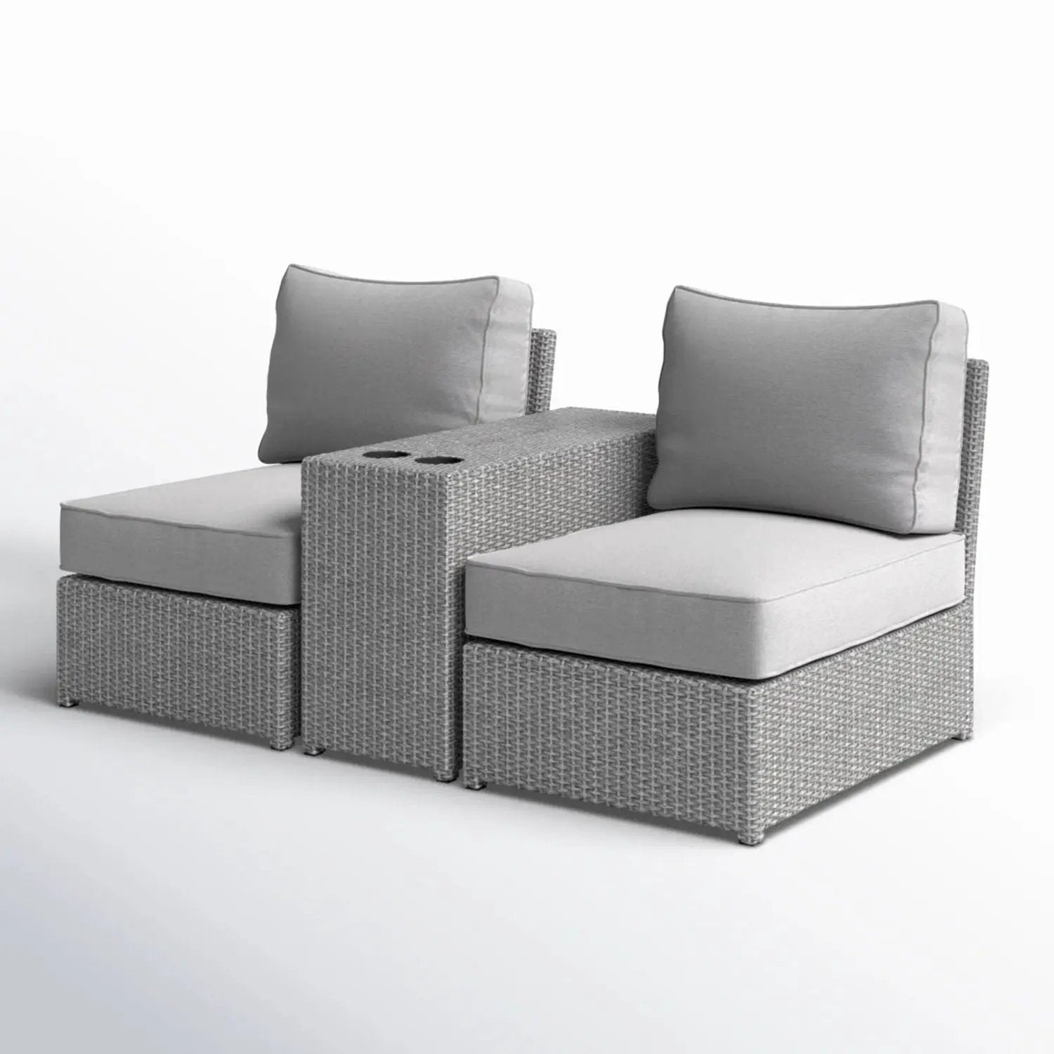 2 Person Wicker Conversation Set With Cushions, Weather Resistant by Unique Piece Furniture
