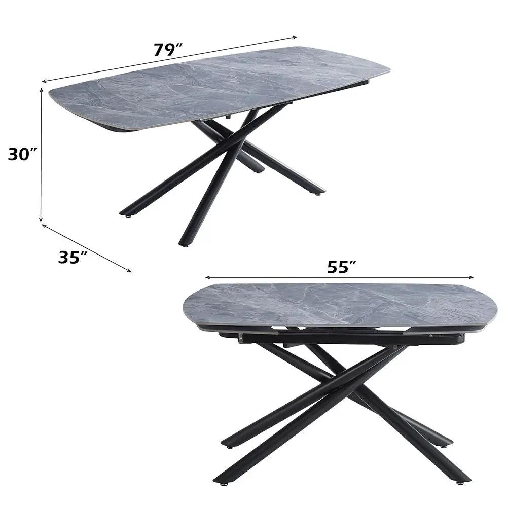 Hester - Ceramic Top Dining Table - Gray & Black by Unique Piece Furniture