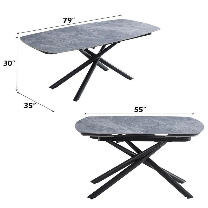 Hester - Ceramic Top Dining Table - Gray & Black by Unique Piece Furniture