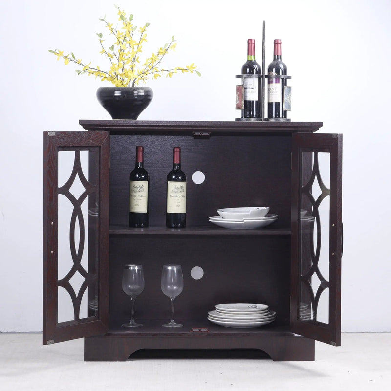 Modern Sideboard With Tempered Glass Doors - Ox Blood Red by HouseOfZazla