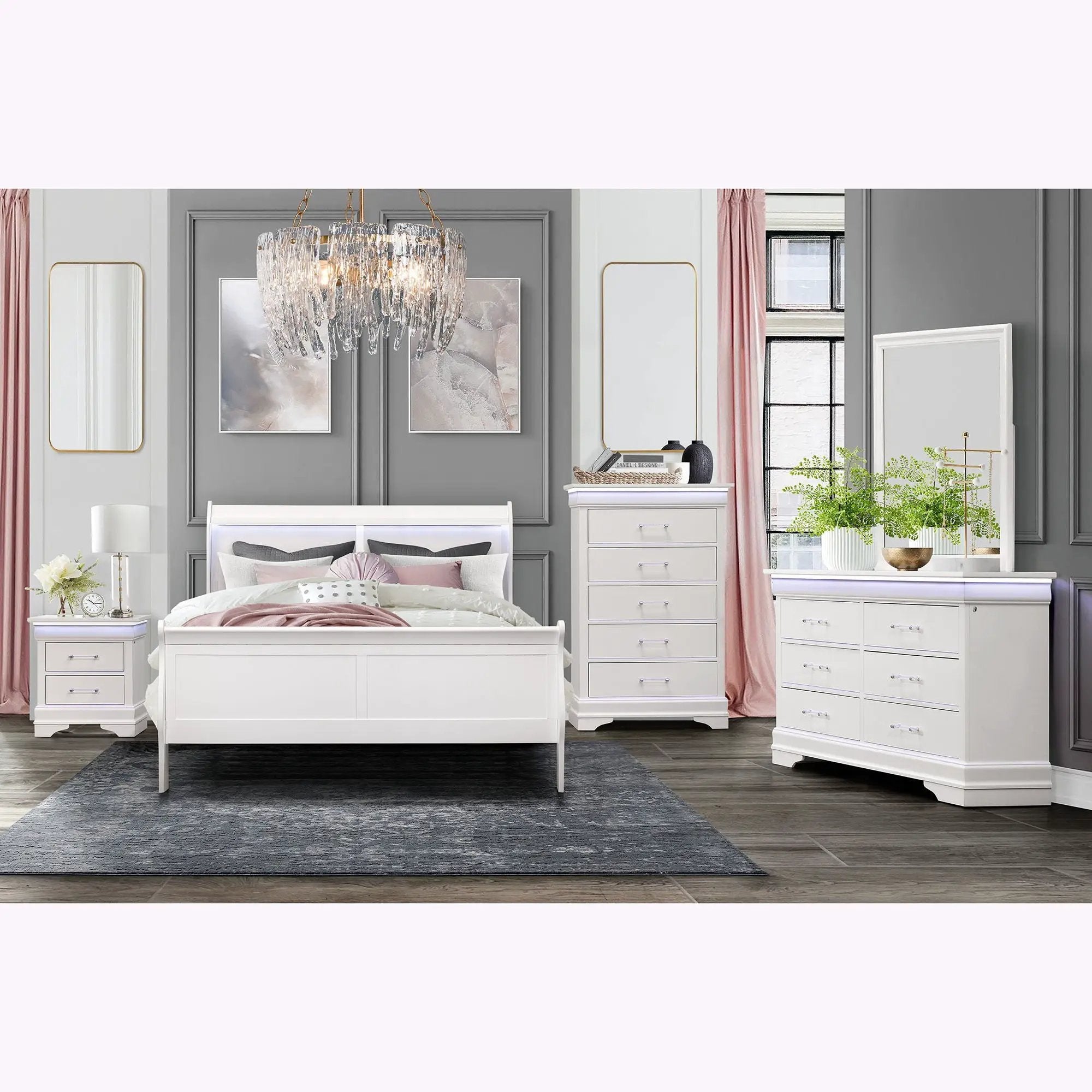 Charlston - Modern Sleigh Design Bed With LED by HouseOfZazla