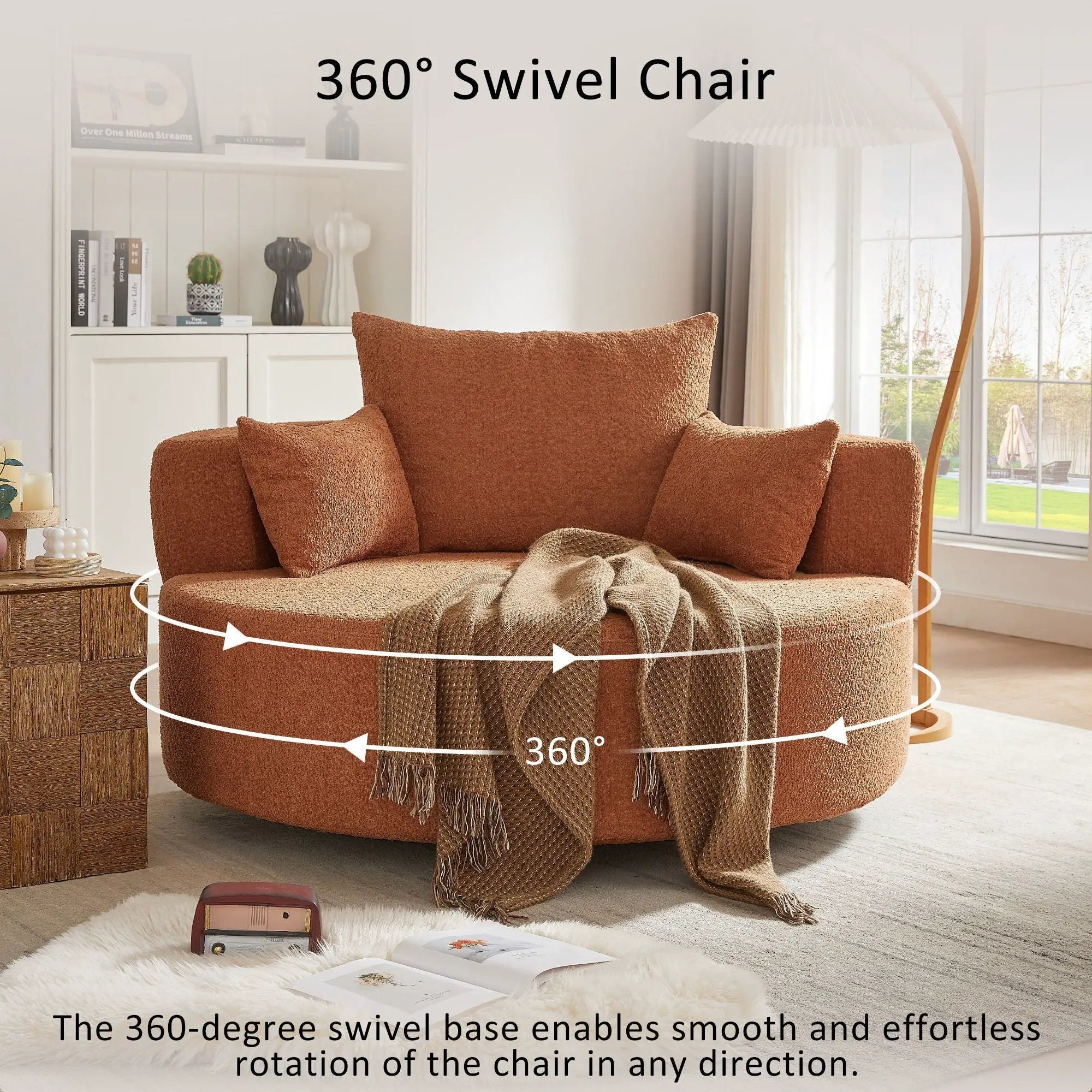 360° Swivel Accent Barrel Chair With 3 Removable Pillows For Living Room by HouseOfZazla