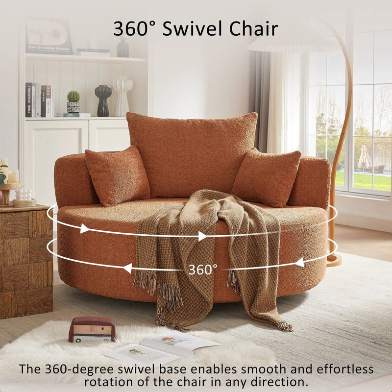 360° Swivel Accent Barrel Chair With 3 Removable Pillows For Living Room by HouseOfZazla