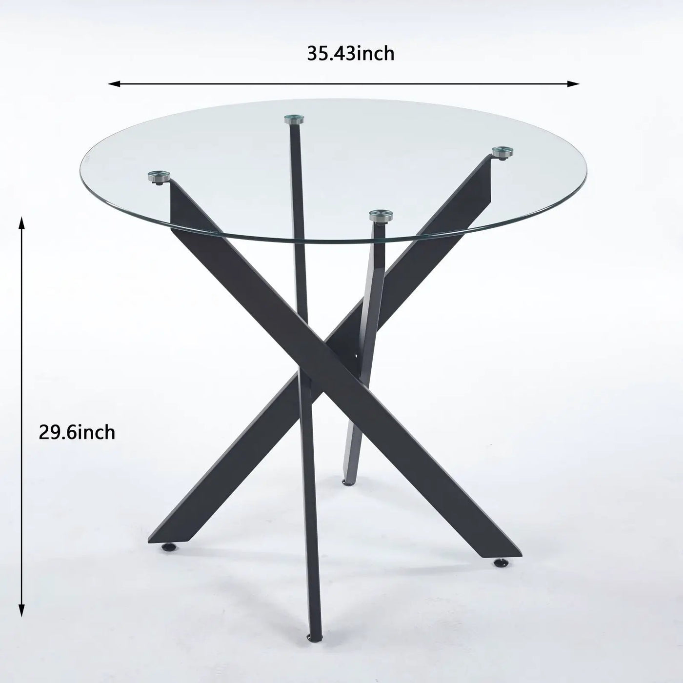 Dining Table With Cross Metal Leg And Tempered Glass, Modern Space Saving Kitchen Table For Living Room by Unique Piece Furniture