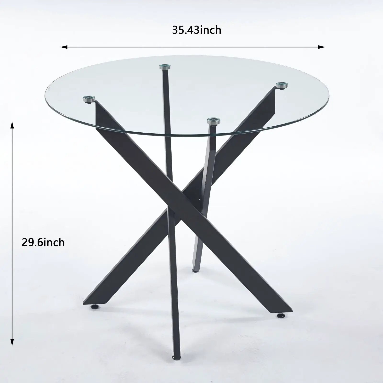 Dining Table With Cross Metal Leg And Tempered Glass, Modern Space Saving Kitchen Table For Living Room by HouseOfZazla