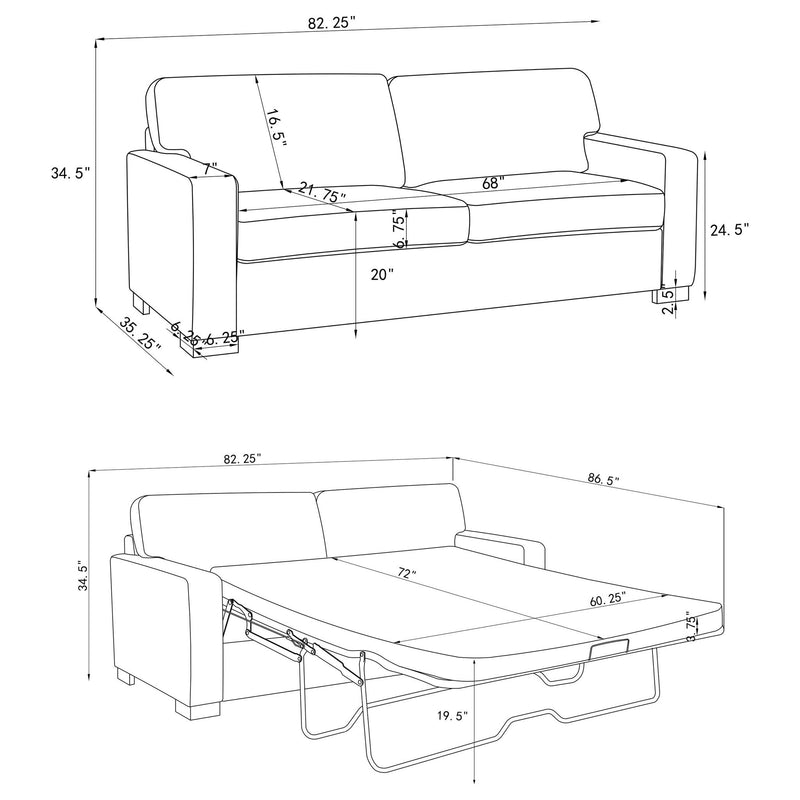 Vicente - Sleeper Sofa With Queen Mattress - Gray by HouseOfZazla