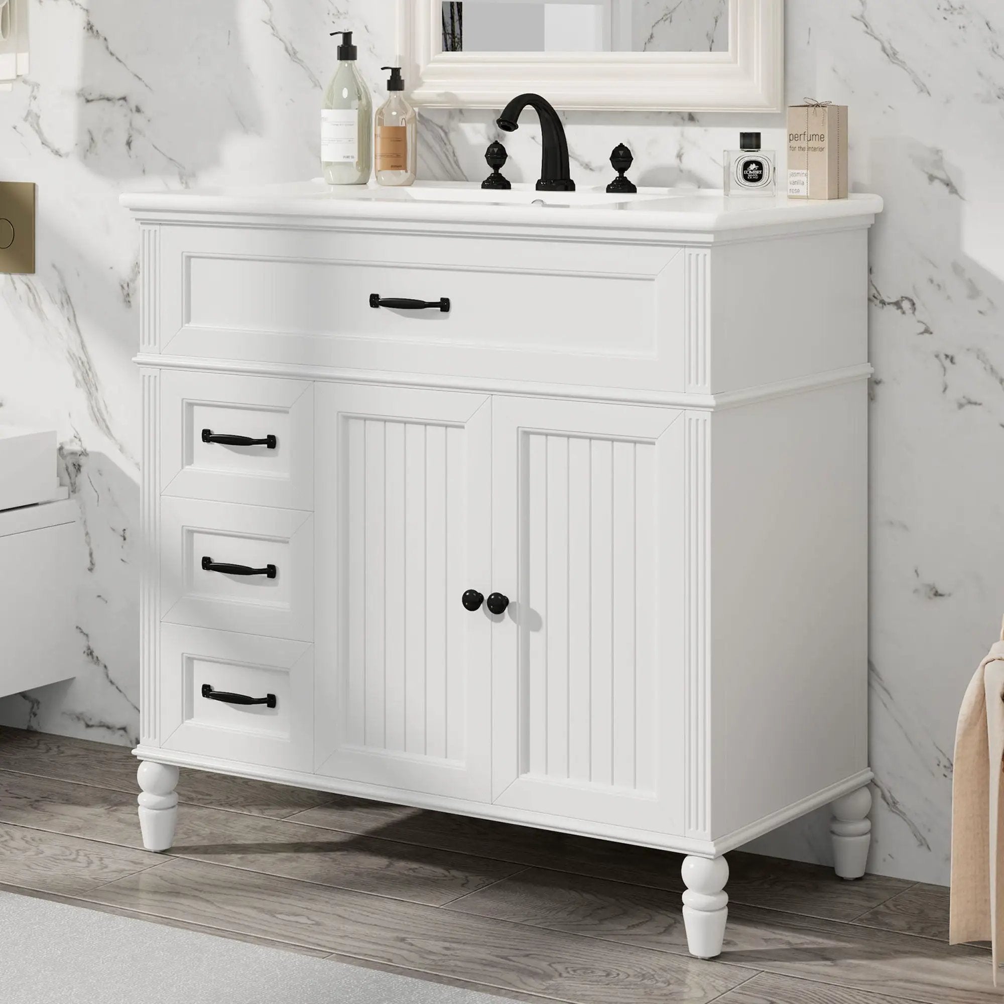 Bathroom Vanity With Sink, Freestanding Cabinet & Drawers by HouseOfZazla