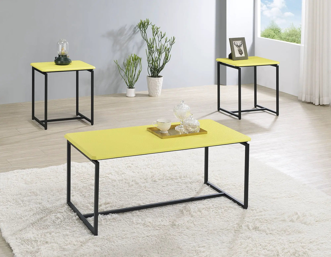GT 3 Piece Carbon Fiber Wrap Coffee Table And End Table Set by HouseOfZazla