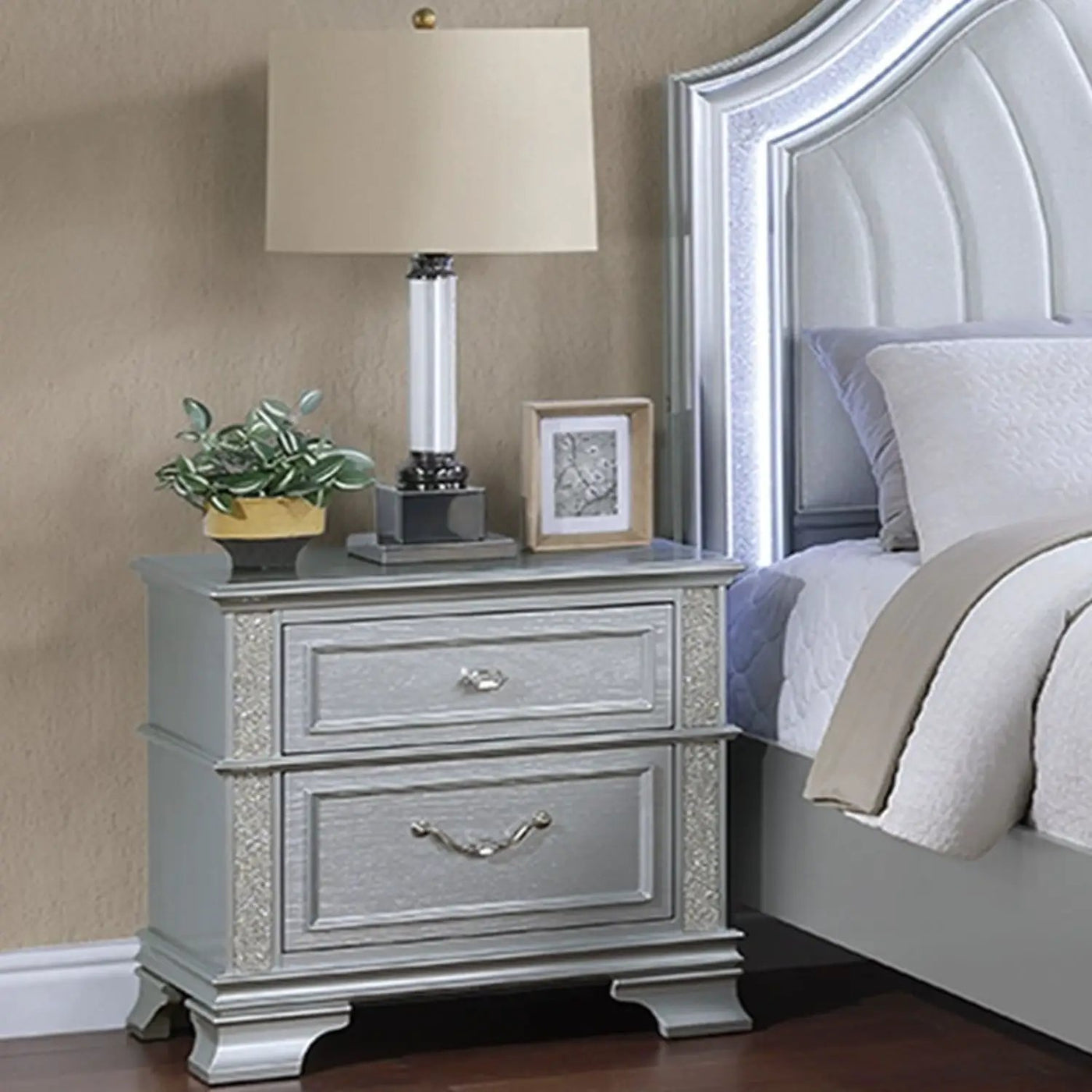 3 Piece Bedroom Set With Elegant Bed, 2 Nightstands by HouseOfZazla