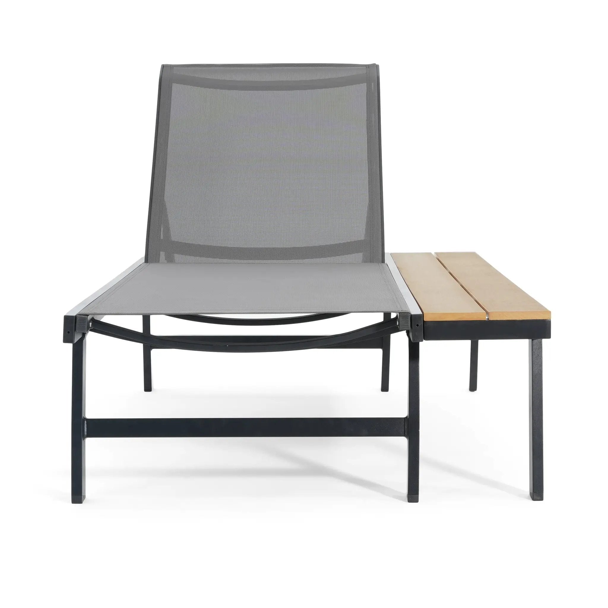 Waterloo Chaise Lounge with Attached Wood Side Table, Set of 2 by HouseOfZazla