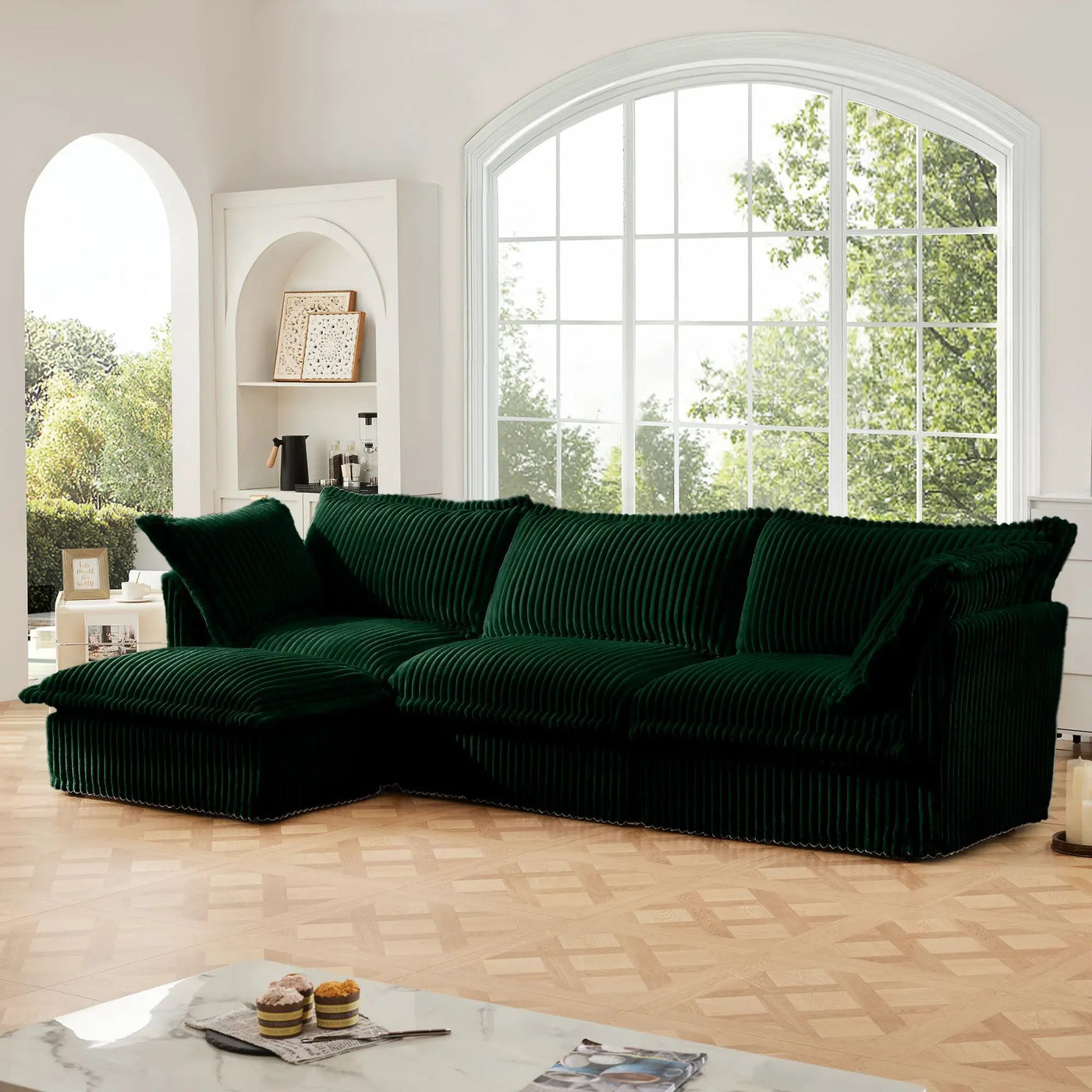 L-Shaped Slipcovered Sectional Sofa Couch by HouseOfZazla
