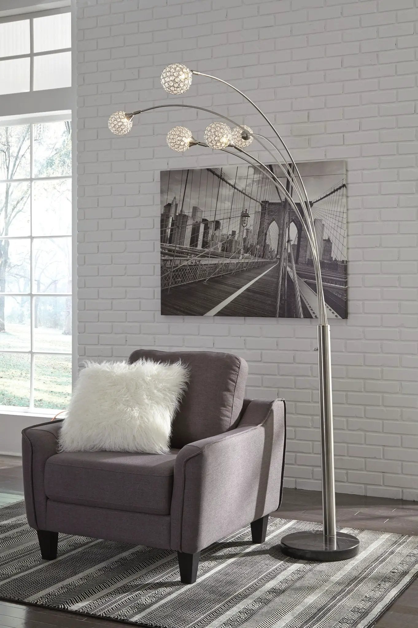 Winter - Metal Arc Lamp - Silver Finish by Unique Piece Furniture