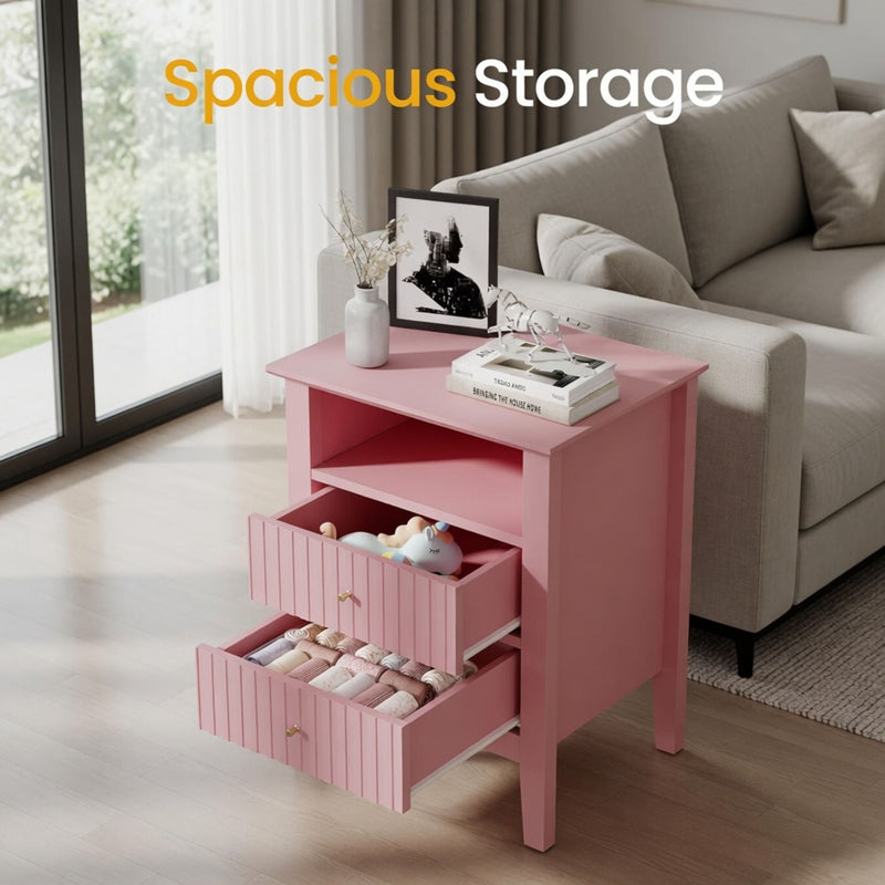 Fluted Nightstand With 2 Drawers by HouseOfZazla