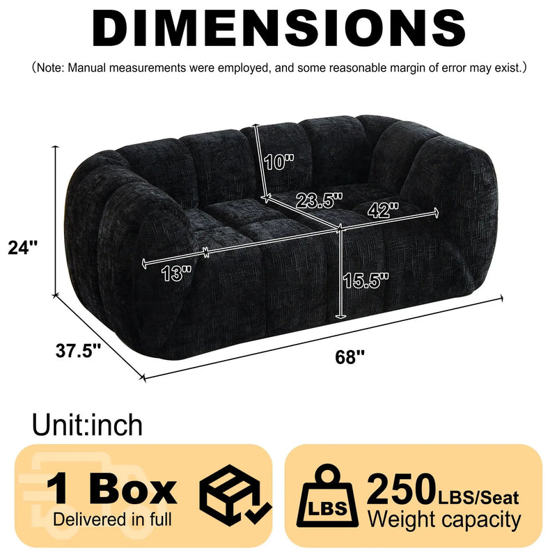 Quilted Cloud Sofa With Rounded Armrests And Piano Key Backrest Design by HouseOfZazla