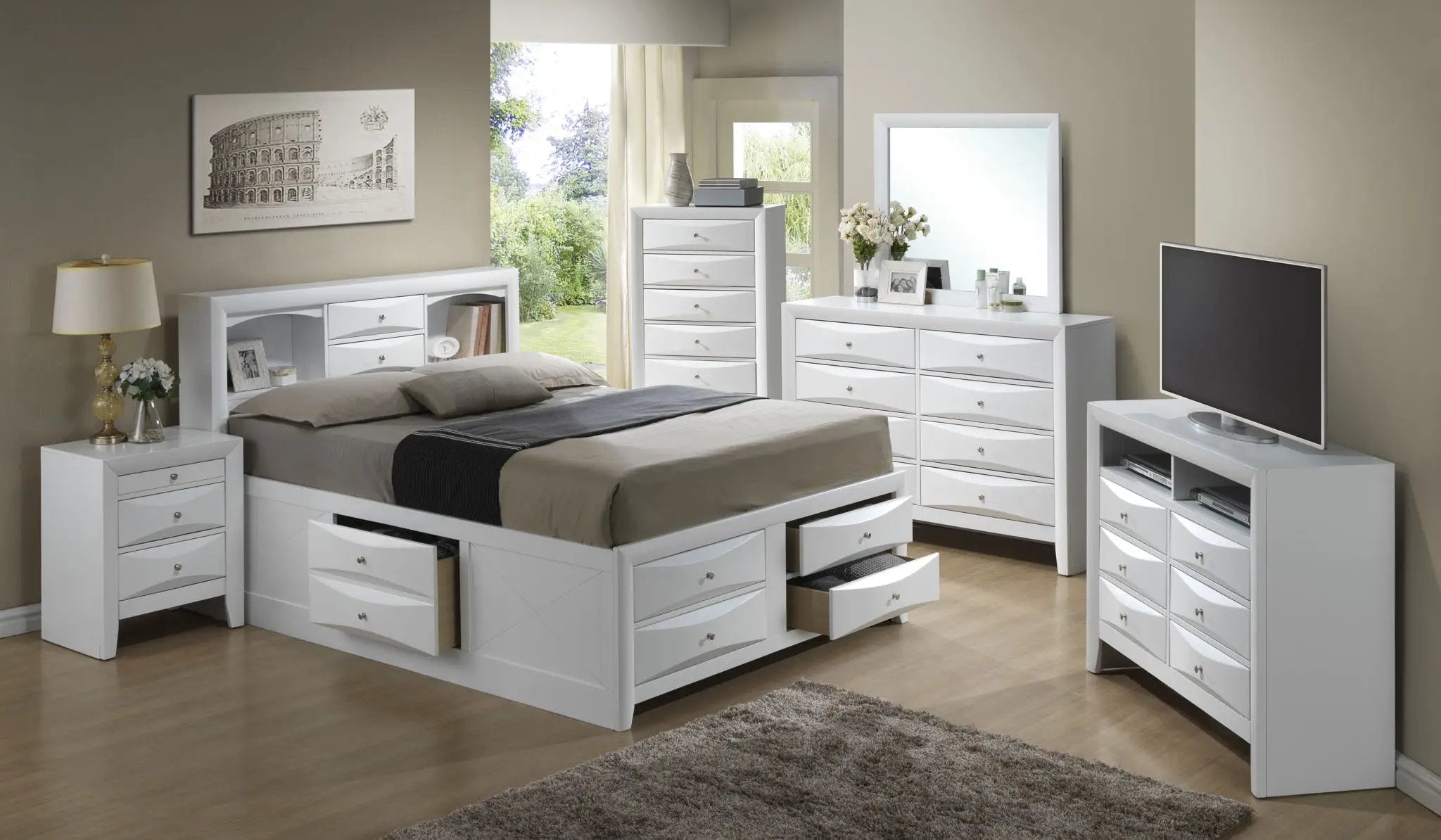 Modern Design Storage Bed With Bookcase Headboard by Unique Piece Furniture