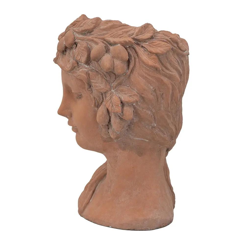 8X9X11.5" Head Bust Planter, Greek Style Cement Head Planter, Indoor Outdoor Home Garden Decor - Brown by HouseOfZazla