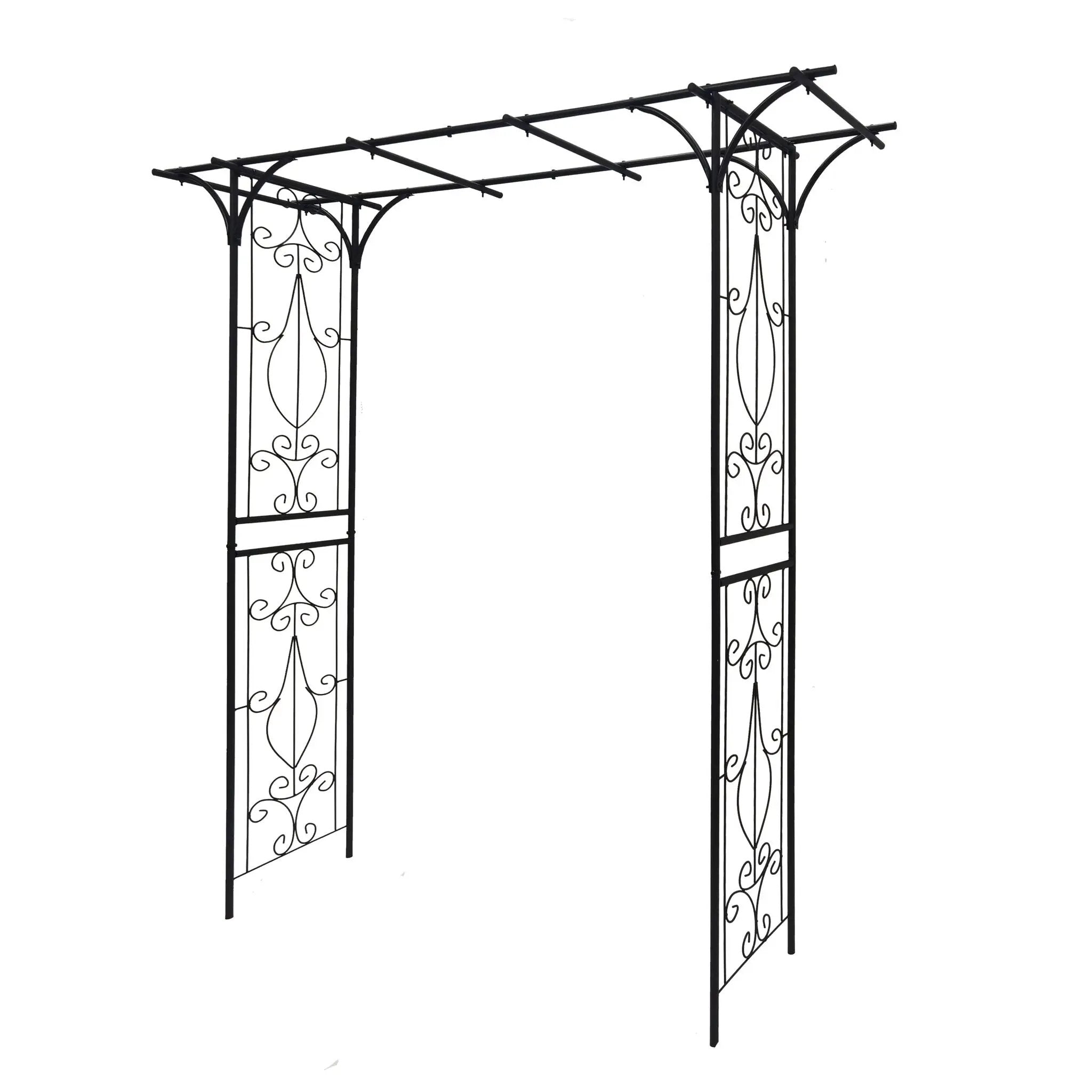 Metal Garden Arch Climbing Plants Support Rose Arch Outdoor - Black by Unique Piece Furniture