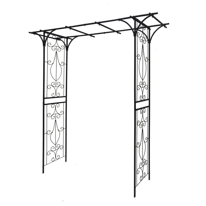 Metal Garden Arch Climbing Plants Support Rose Arch Outdoor - Black by Unique Piece Furniture