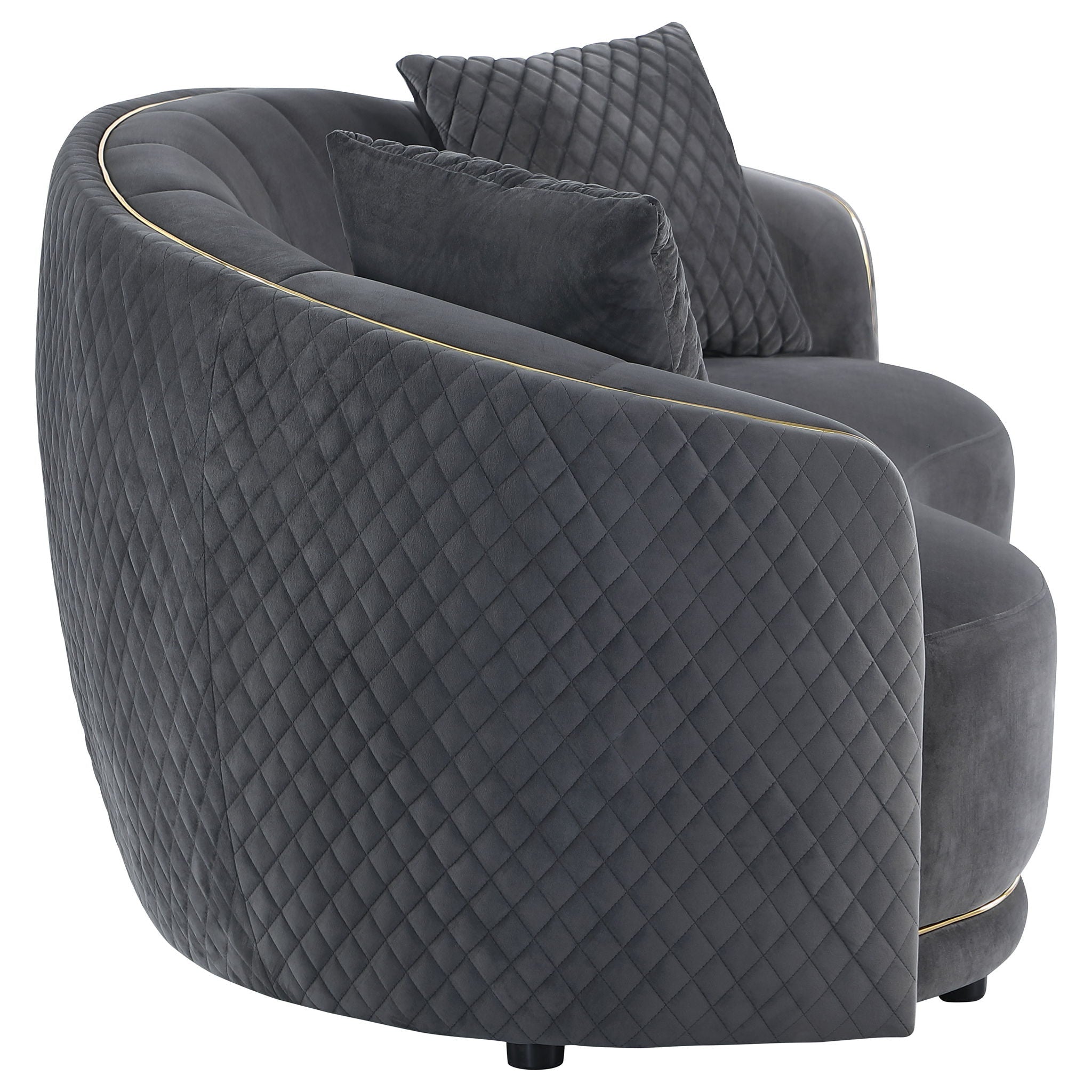 Lorraine - Upholstered Curved Loveseat - Dark Gray