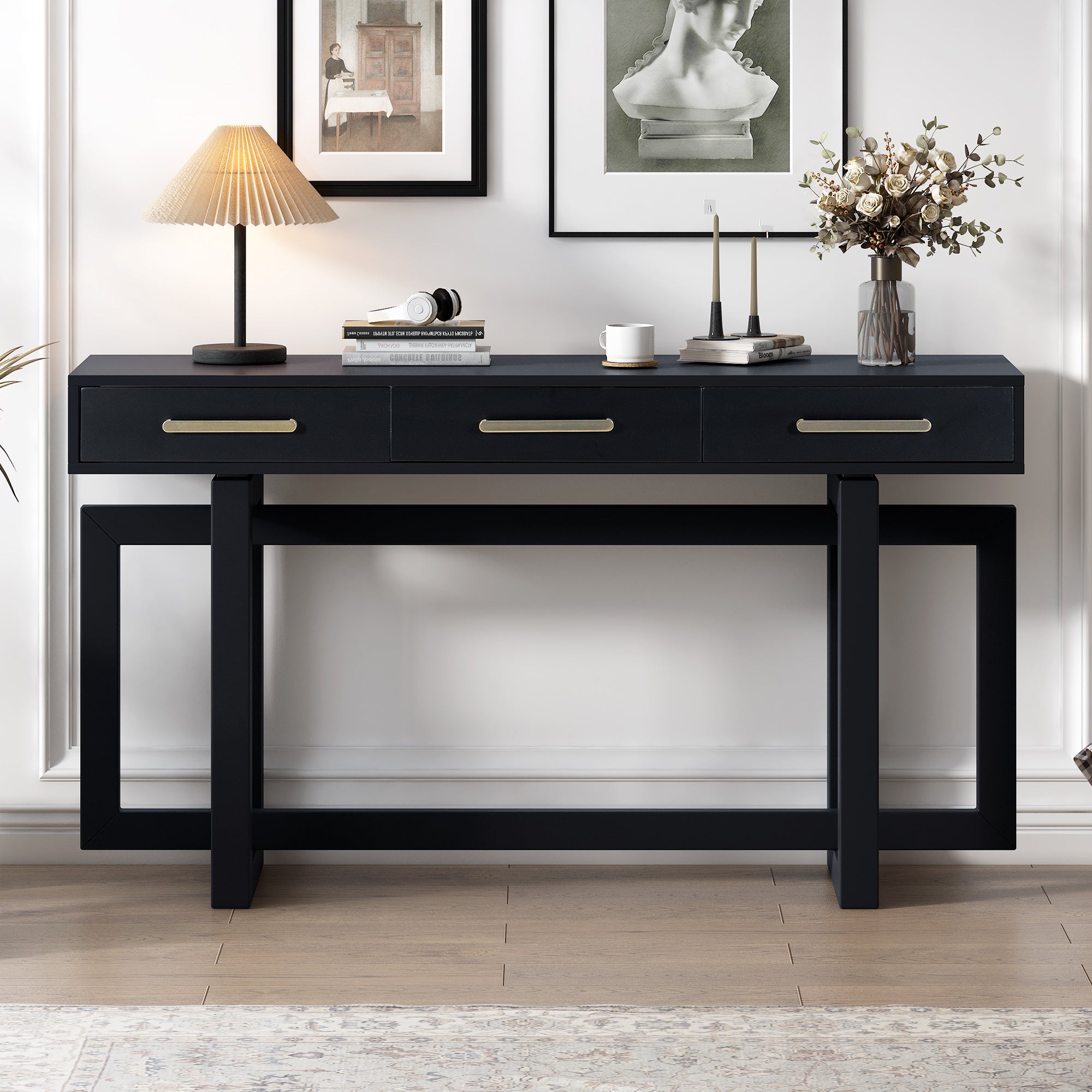 U_STYLE Elegant Console Table with Three Drawers by HouseOfZazla