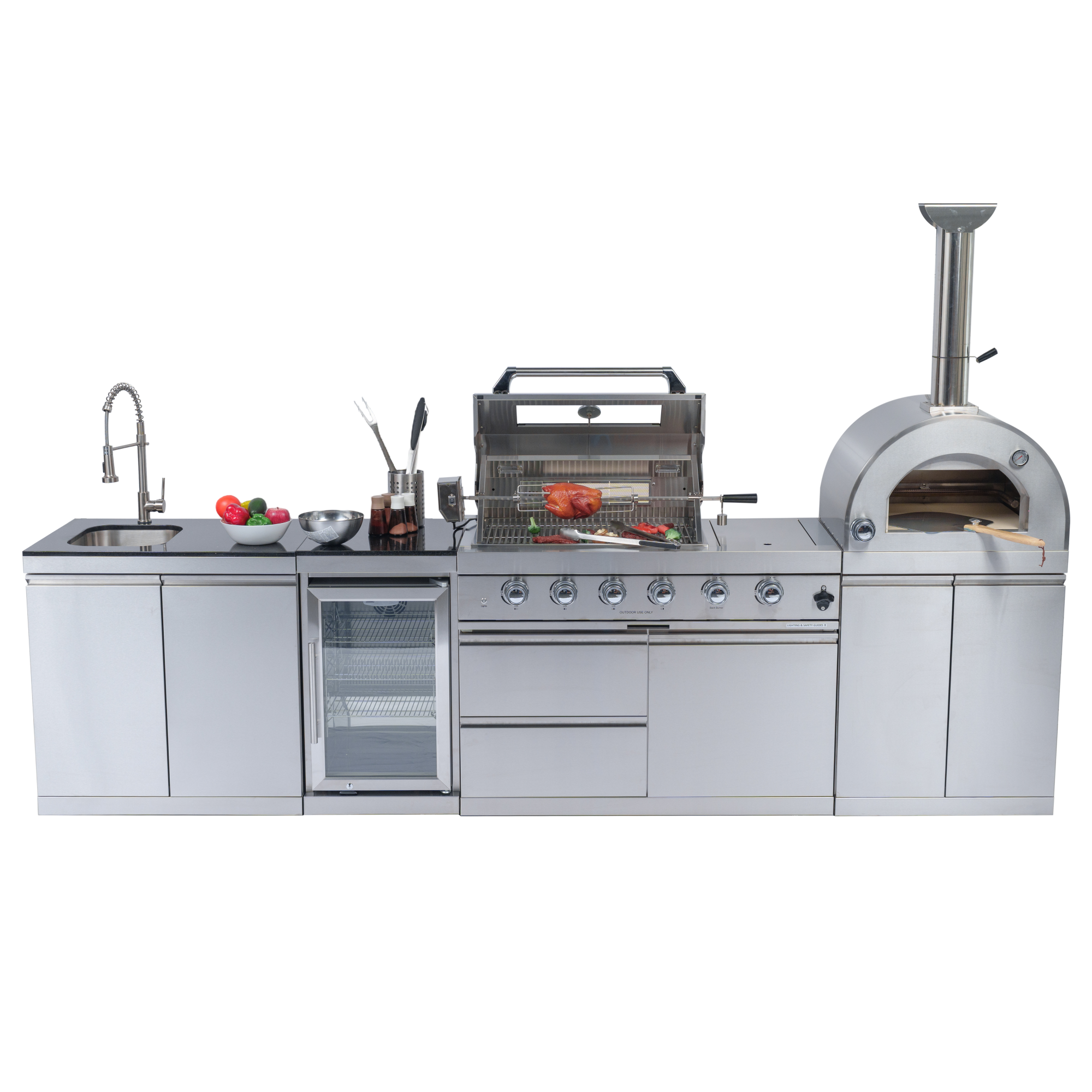 125" 10,8000 BTU 4-Burner Outdoor Kitchen Island Grill with Pizza Oven by Chery Industrial