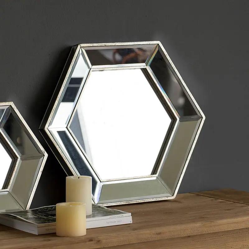 Hexagon Wall Mirror With Contemporary Glass Design, Home Decor Accent Mirror For Living Room, Entryway, Bedroom by Unique Piece Furniture