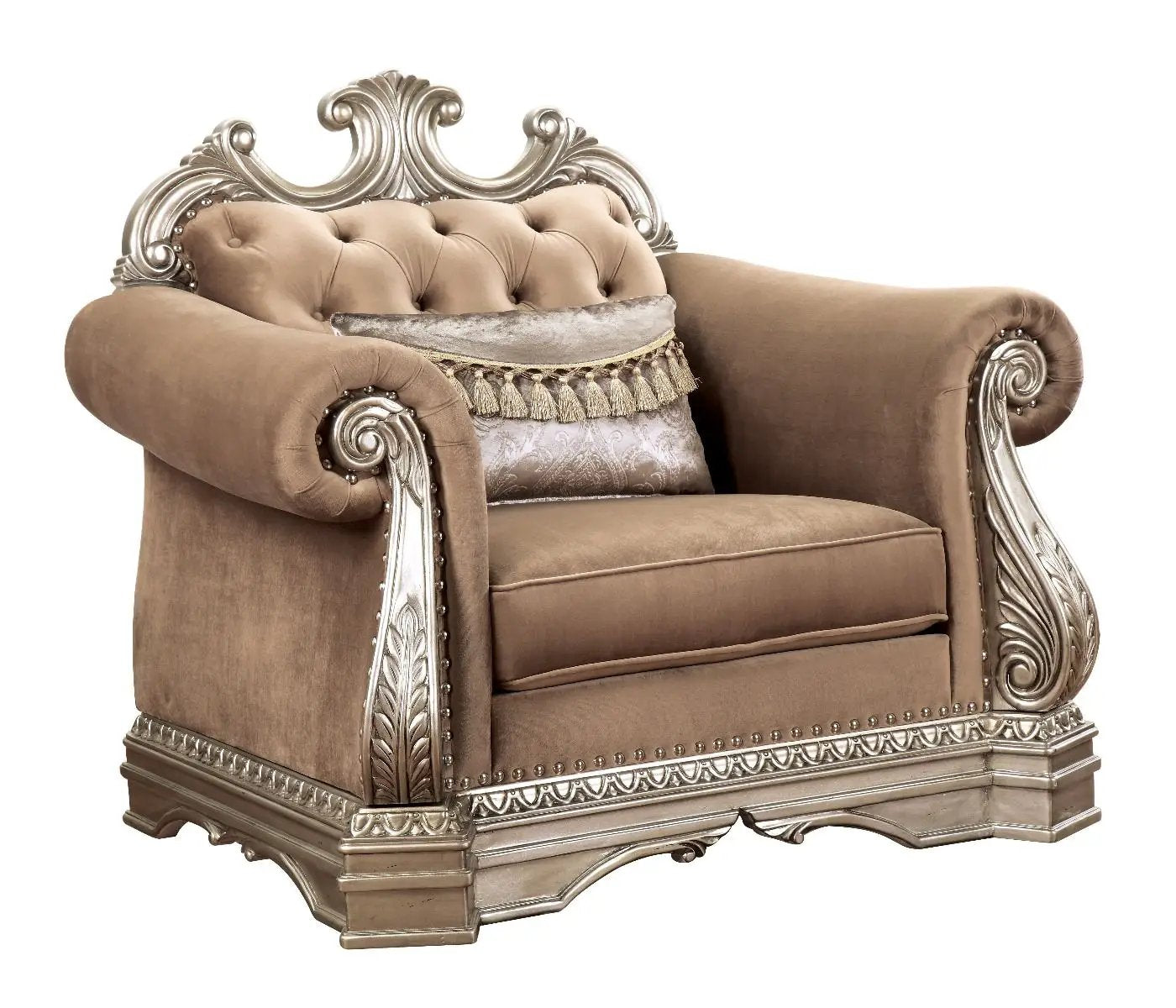 Northville - Chair With Pillow - Velvet & Antique Silver by Unique Piece Furniture