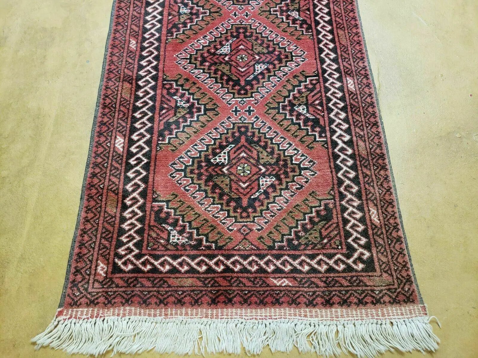 2' 5" X 9' Vintage Handmade Bokhara Red Turkoman Pakistani Wool Runner Rug Organic by Jewel Rugs