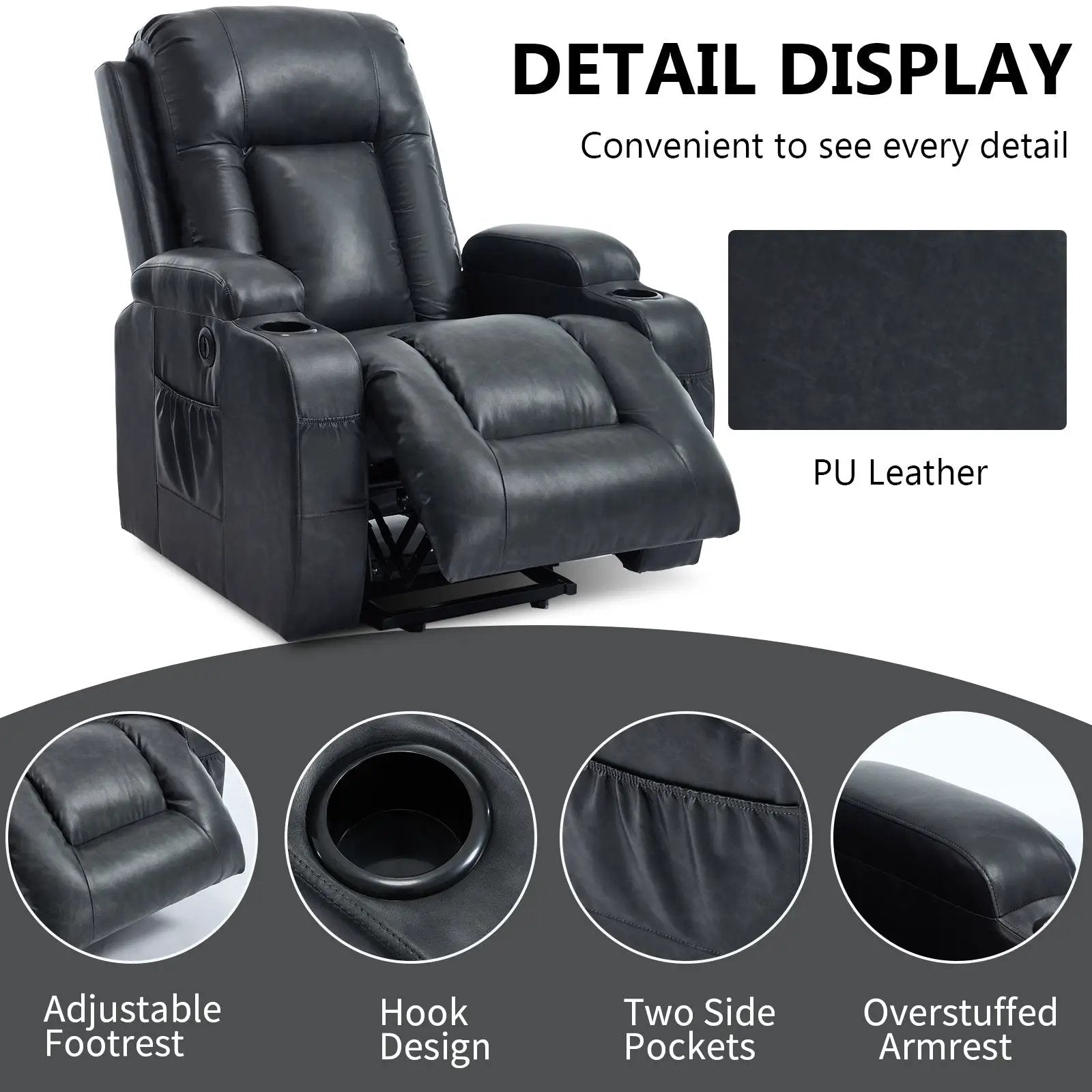 Dark Recliner with Power Lift Assistance by HouseOfZazla