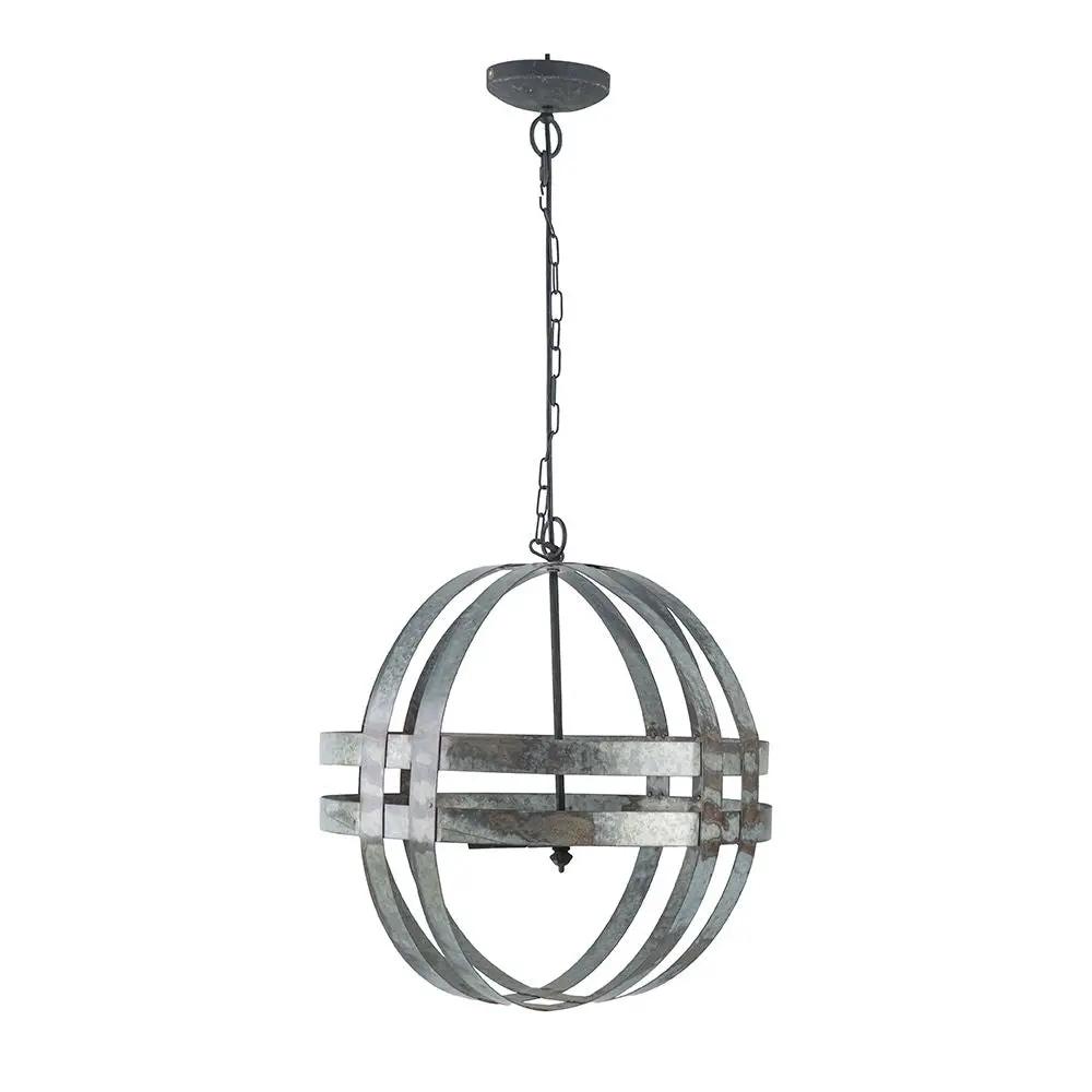 4 Light Galvanized Chandelier, Hanging Light Fixture With Adjustable Chain For Kitchen, Bulb Not Included - Gray by Unique Piece Furniture