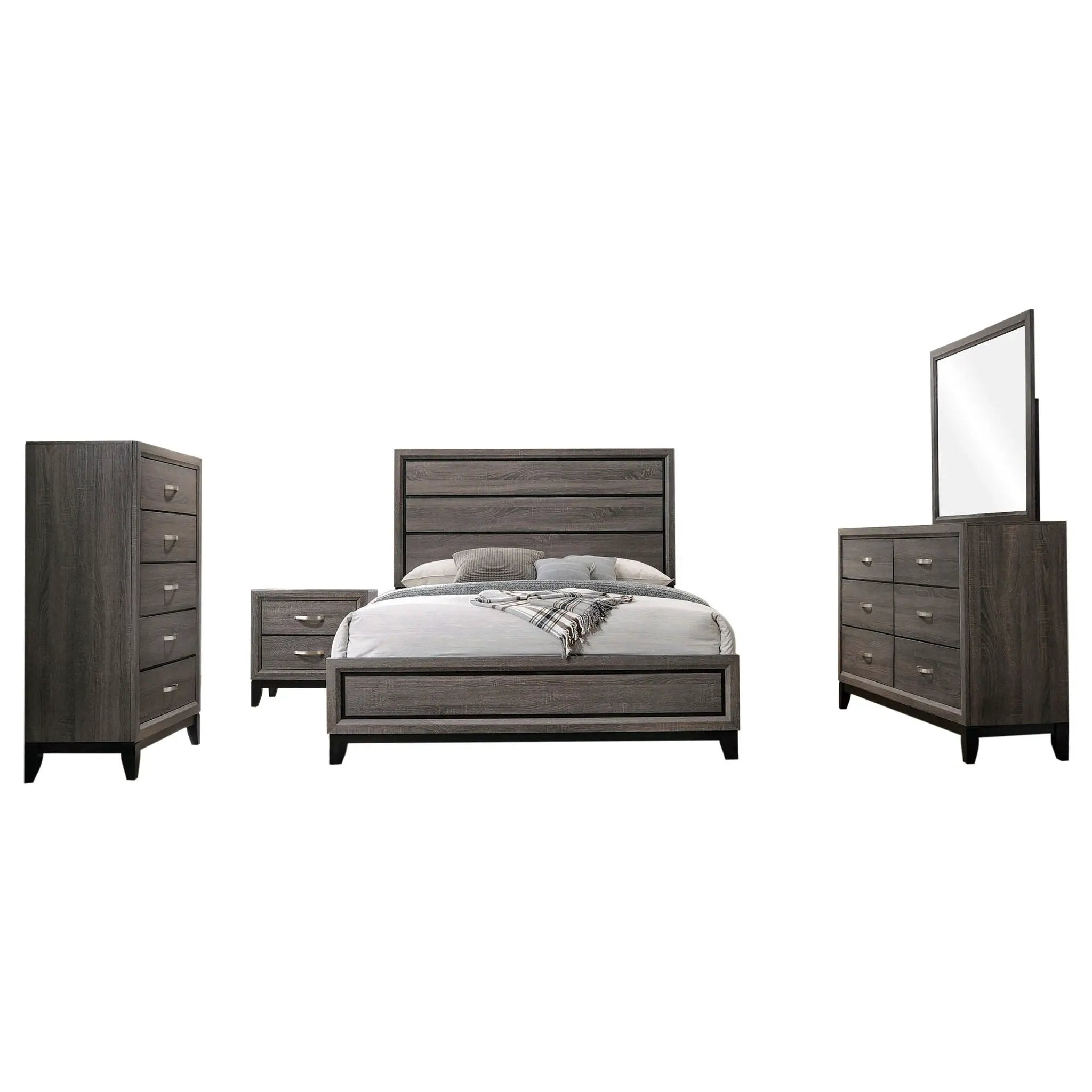 Watson Five-piece Eastern King Bedroom Set Grey Oak by Unique Piece Furniture