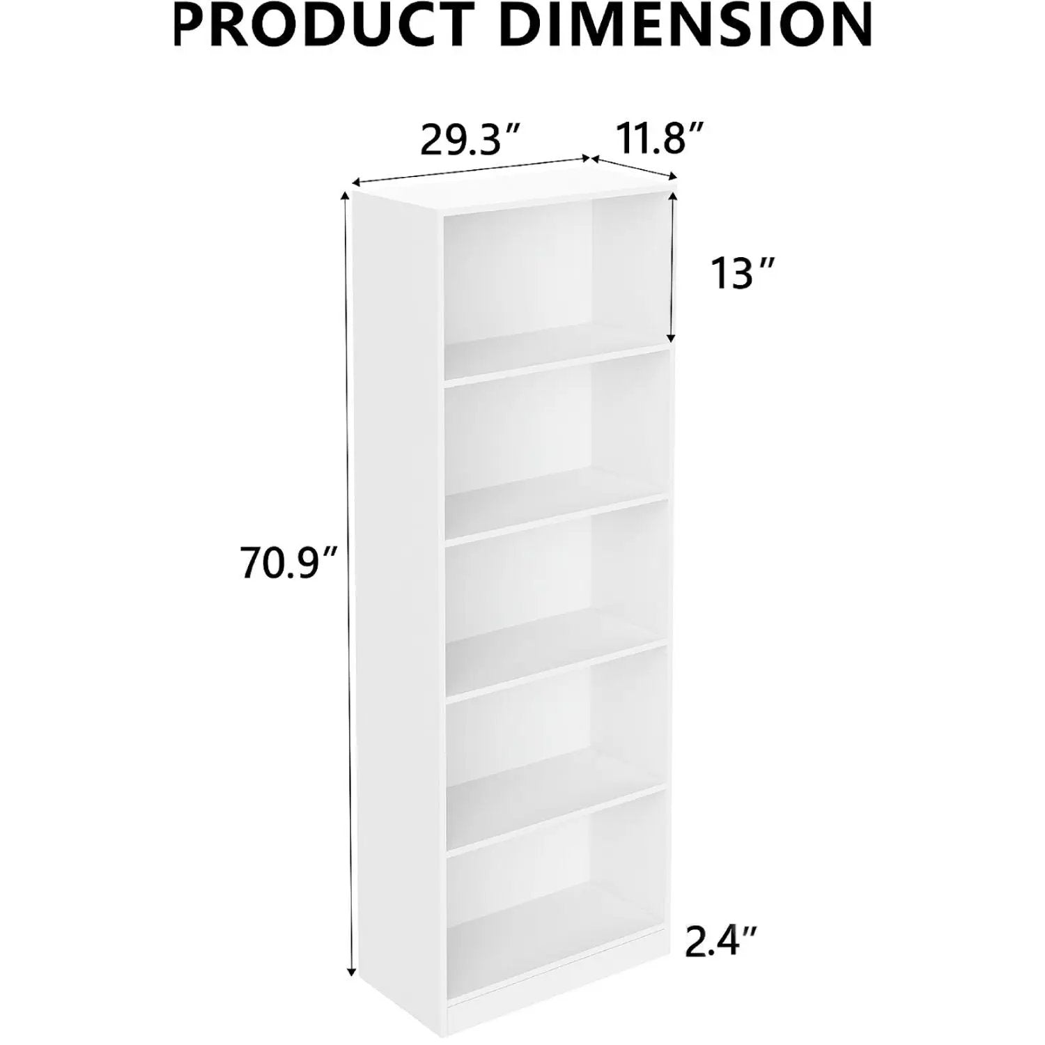 5 Tier Bookshelf Storage Cabinet With Anti-Tip Kit by Unique Piece Furniture
