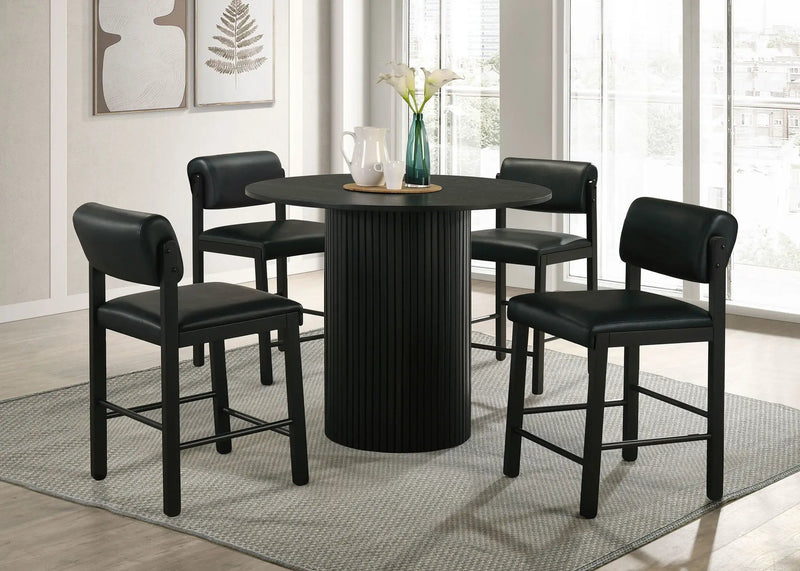 Hamlyn 43-inch Round Wood Counter Height Dining Table Black by Unique Piece Furniture