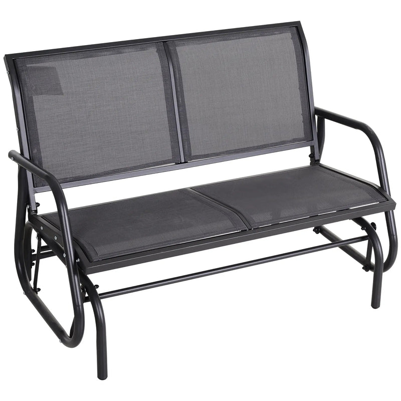 Outsunny - 2 Person Outdoor Glider Bench, Patio Double Swing Rocking Chair Loveseat With Powder Coated Steel Frame For Backyard Garden Porch - Gray by Unique Piece Furniture