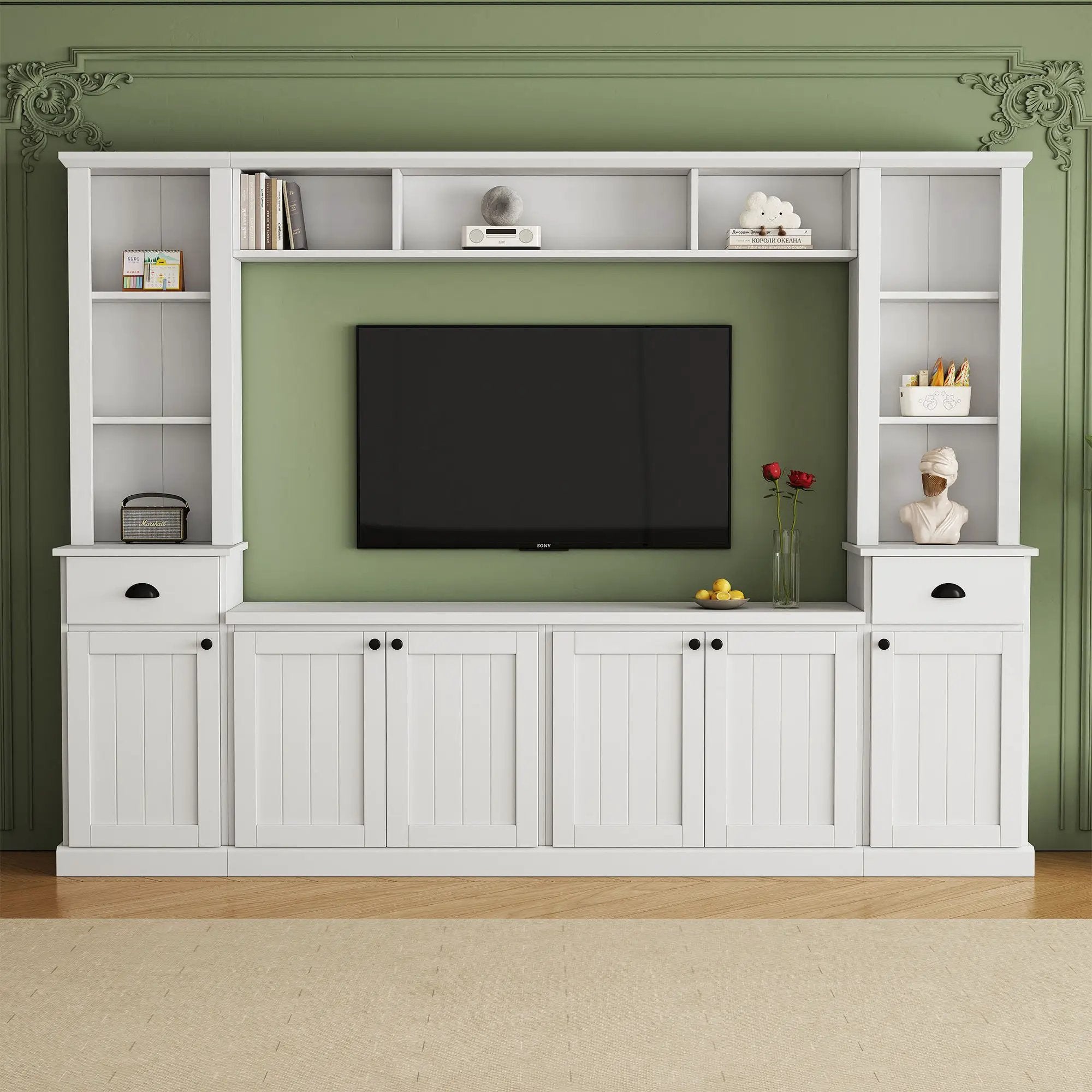 Minimalist Entertainment Wall Unit Set With Bridge For TVs Up To 75" by Unique Piece Furniture