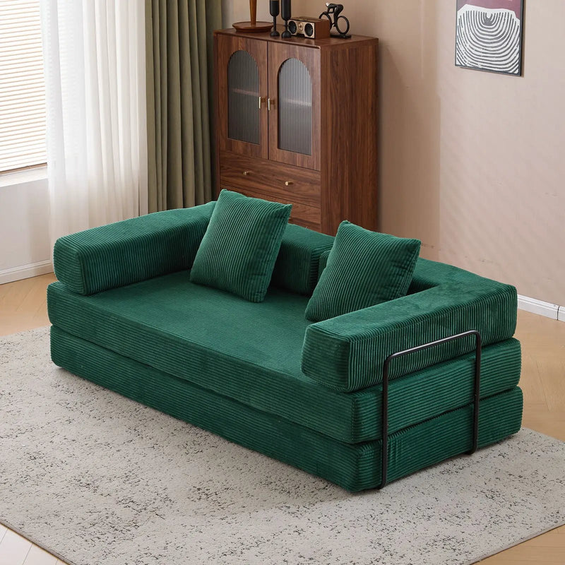 Floor Couch, Convertible Floor Sofa Bed With Pillow Back Support Armrest by HouseOfZazla