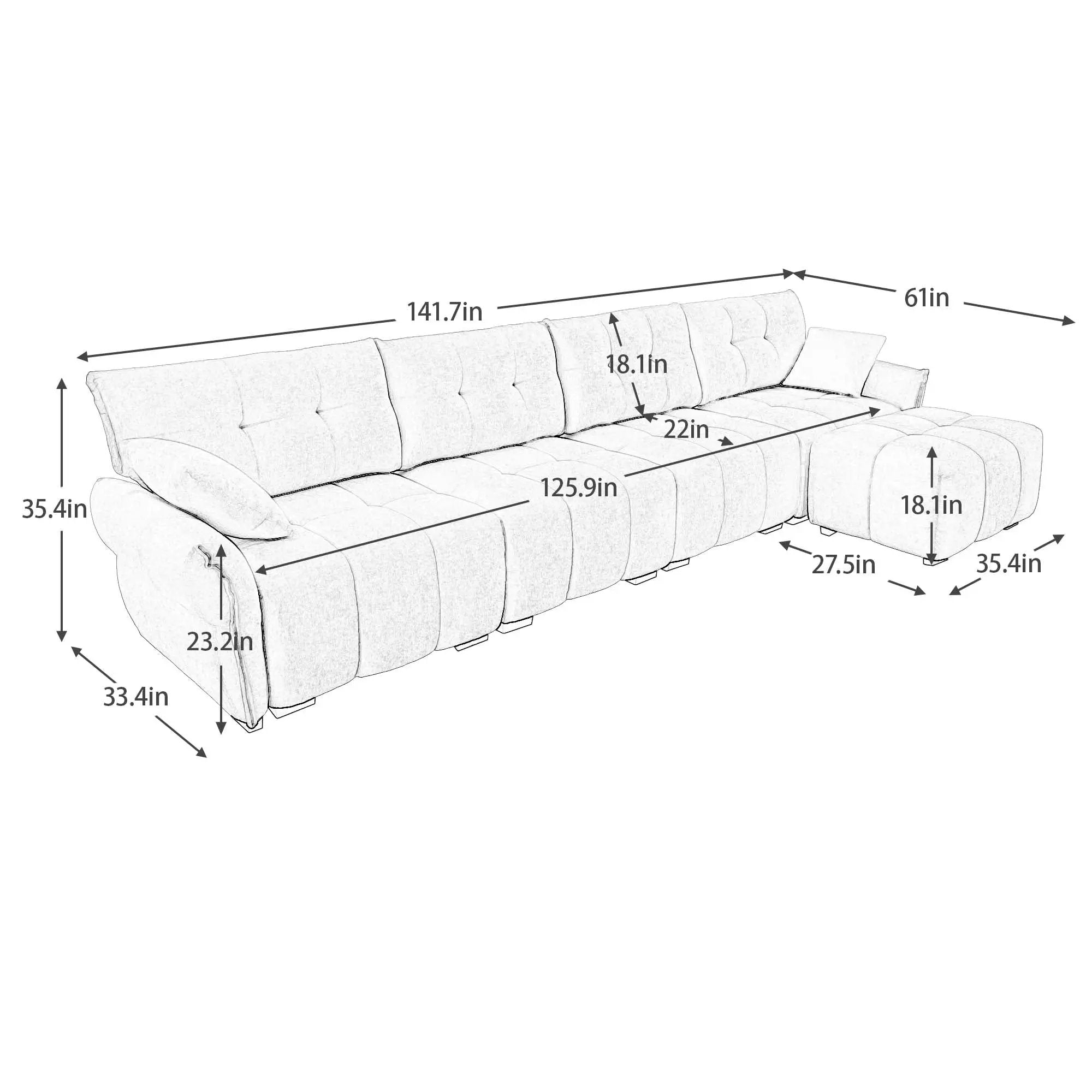 Modular 4-Seater Sofa With Ottoman by HouseOfZazla